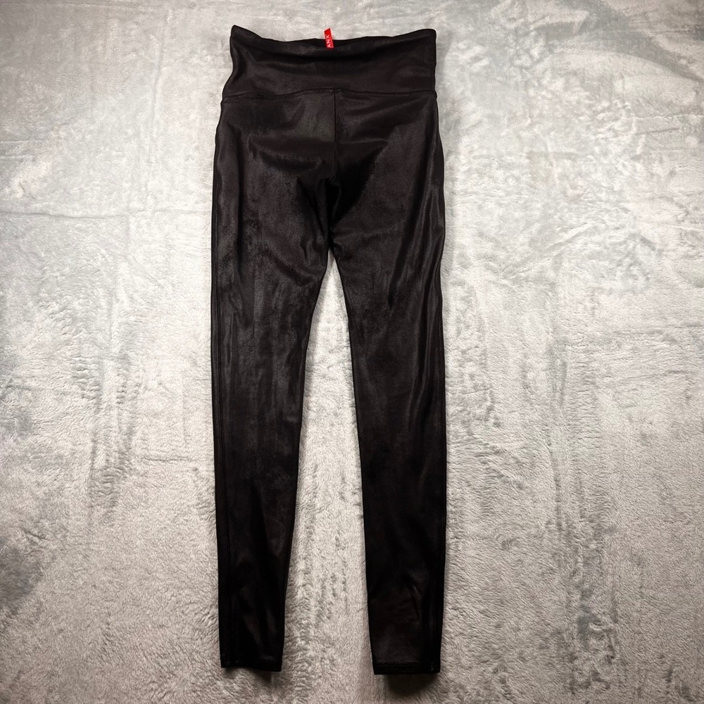 Spanx‎ Faux Leather Leggings Black High Waisted Textured Size Large L/G Womens